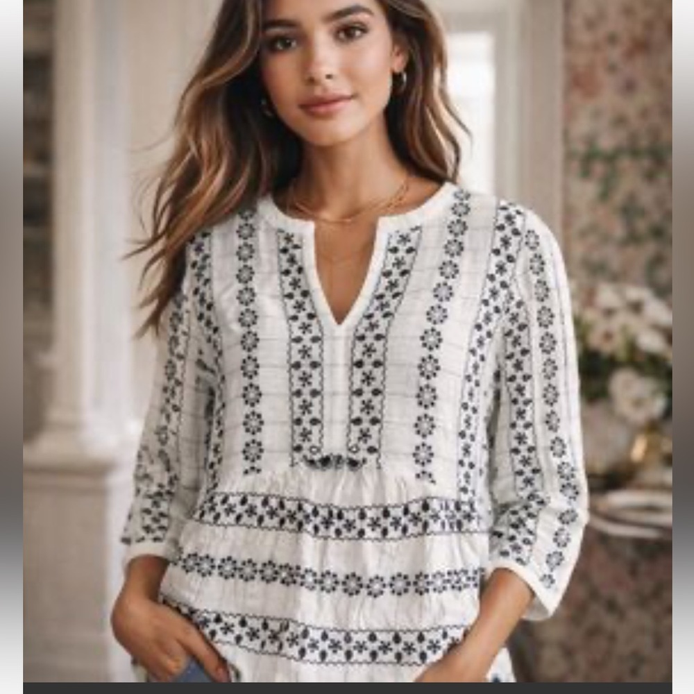 Loft NWT eyelet embroidery LS top
